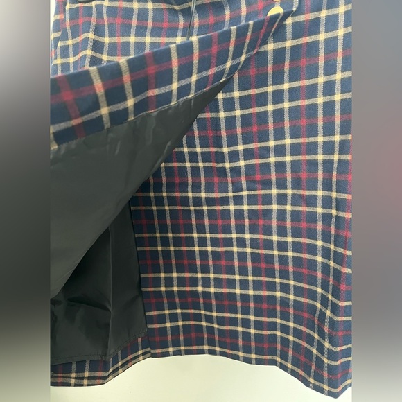 Alice’s Pig Plaid Pencil Skirt - Tartan Red, Navy and Cream with front pleat - Picture 6 of 8
